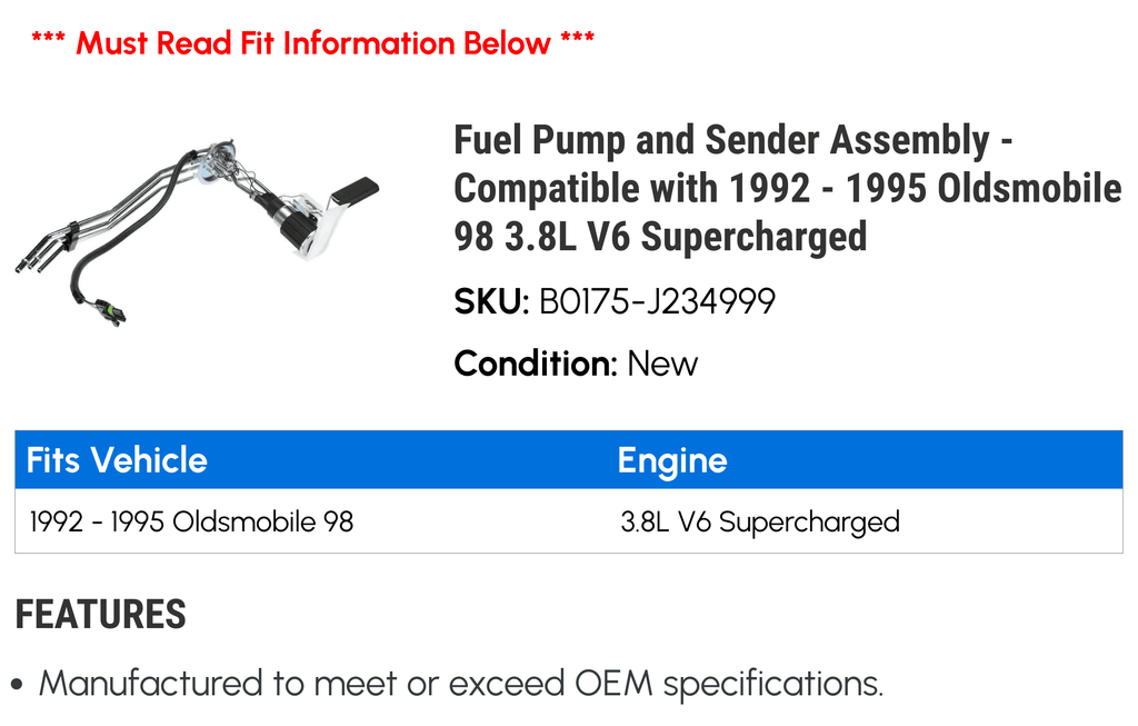 Fuel Pump and Sender Assembly P115840