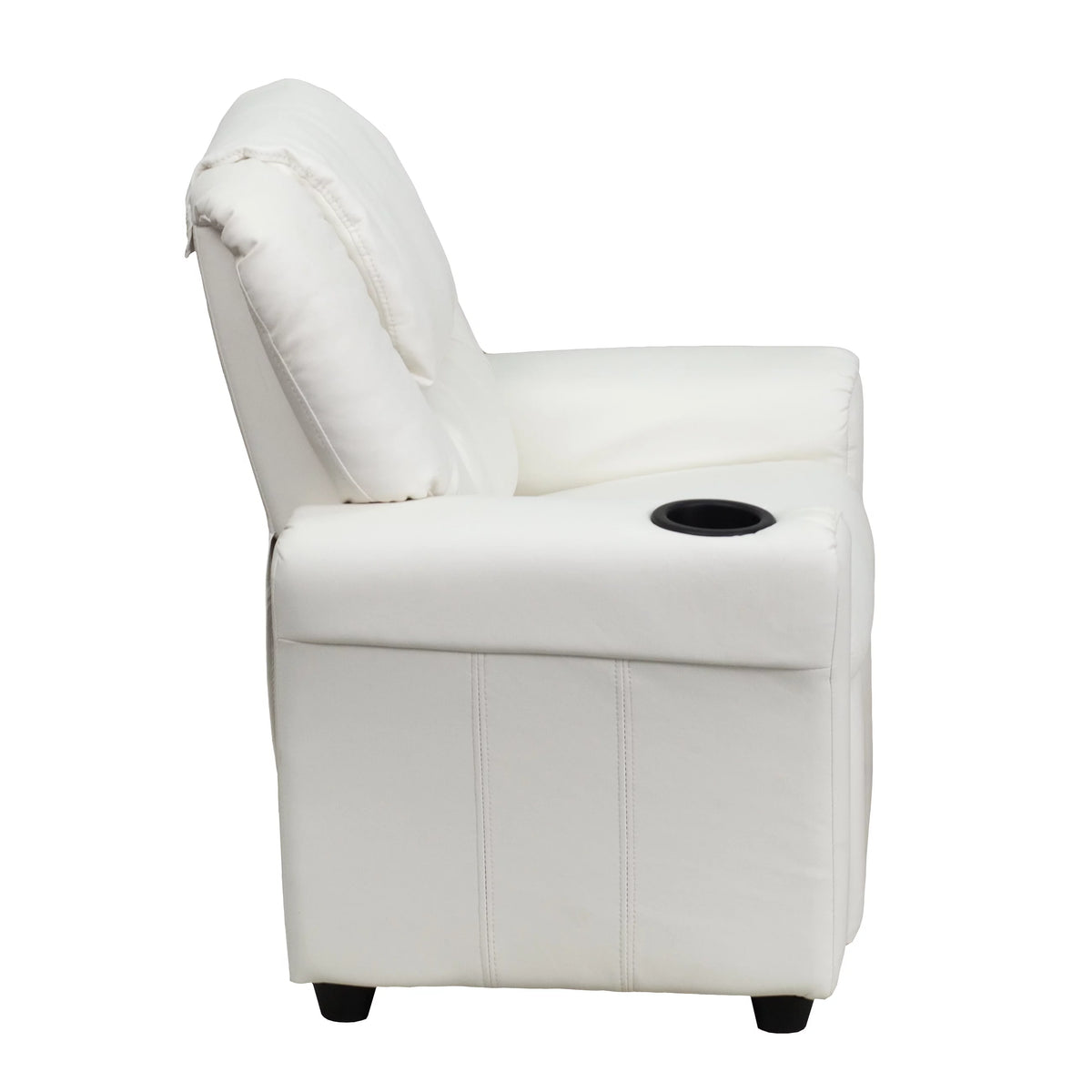 White Vinyl Kids Recliner with Cup Holder D584375