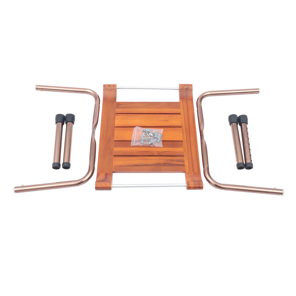 Teak Shower Stool Bathroom Bench Adjustable Non-Slip S827