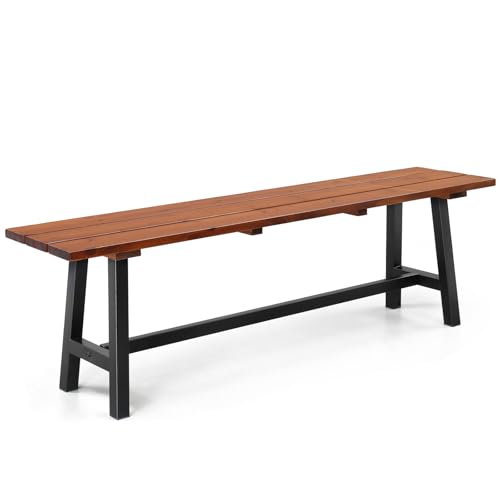 63" Weatherproof Wood Bench with Metal Legs C947017