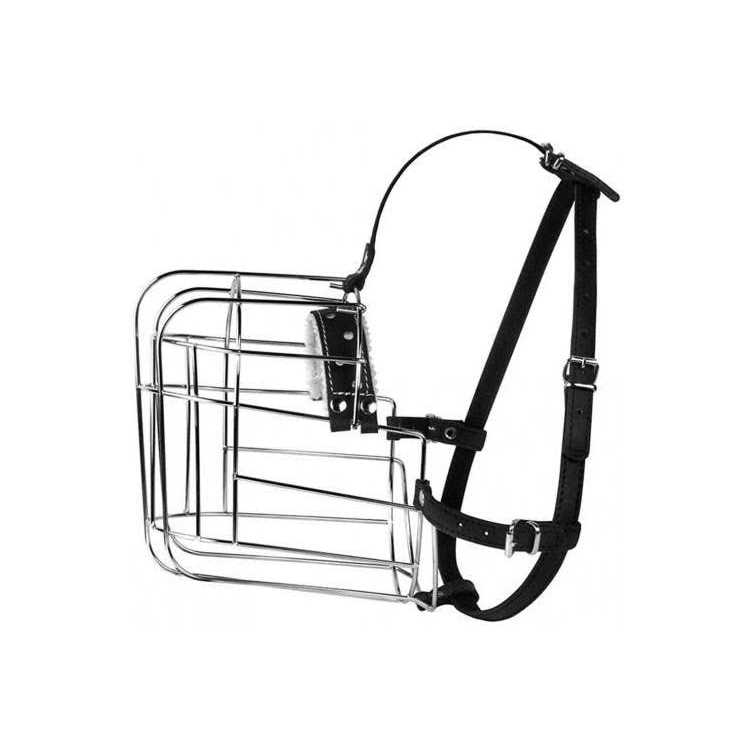 Metal Dog Muzzle Wire Basket with Leather Straps H3034