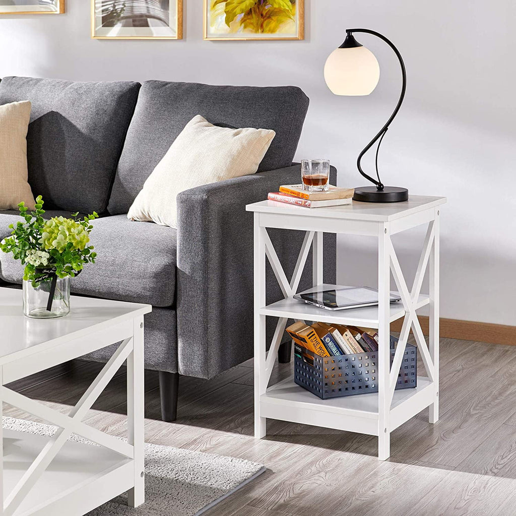 3-Tier Wooden Side End Tables with Solid Wood Legs J880243