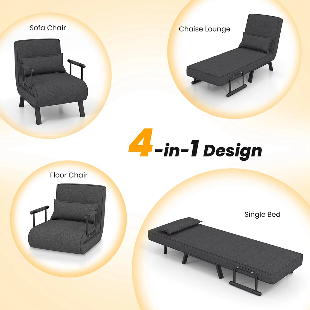 Gray Convertible Sleeper Bed Armchair K191