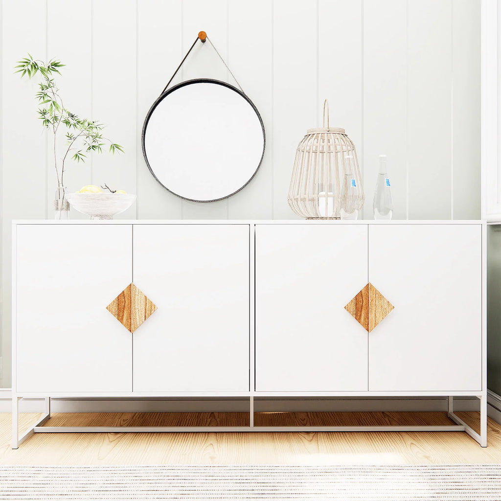 White Wood Sideboard with 4 Doors and 2 Storage M972
