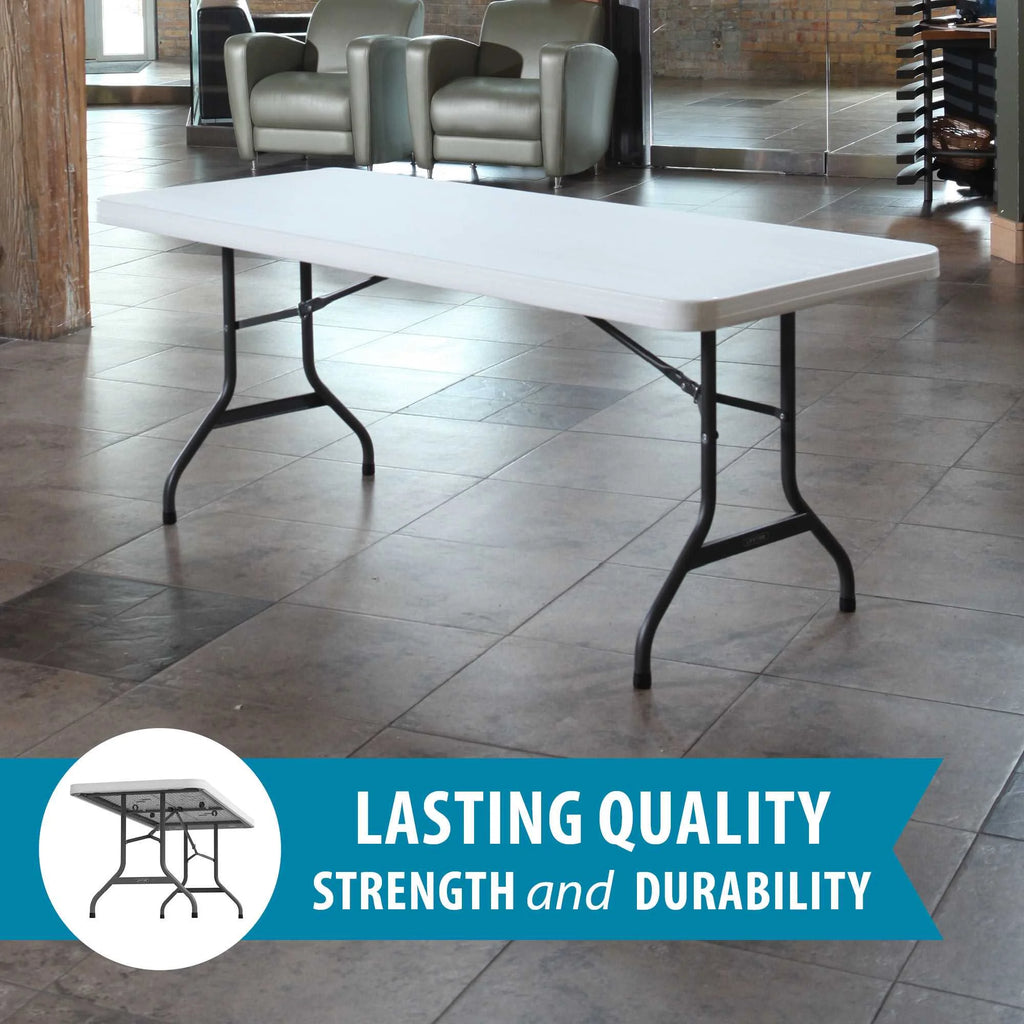 6 Foot Rectangle Folding Table White Granite N394646