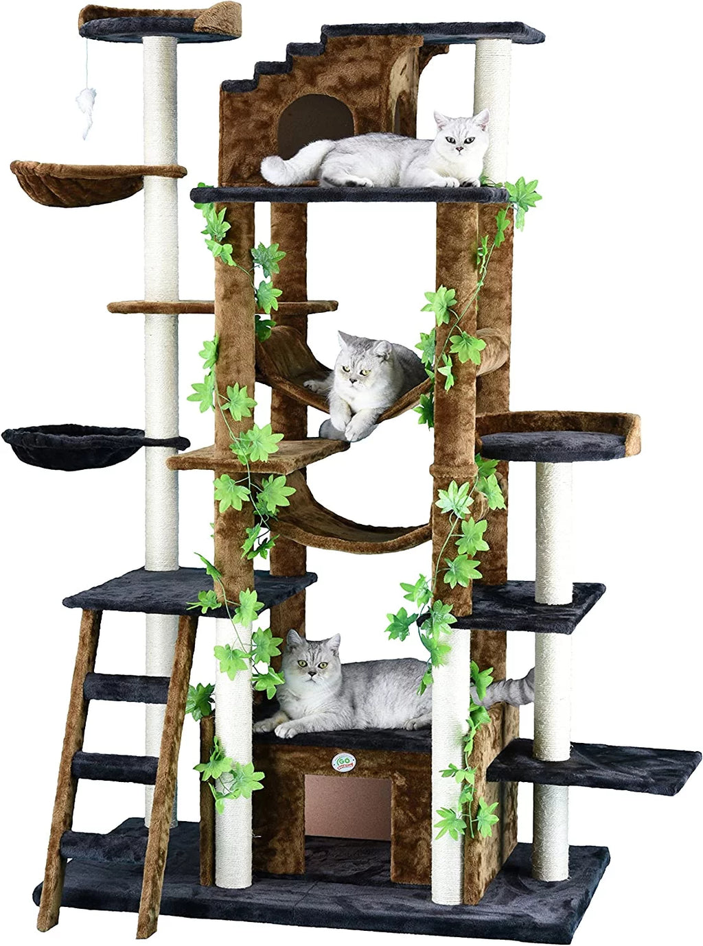 77 in. High Brown/Black Cat Tree Furniture E33829