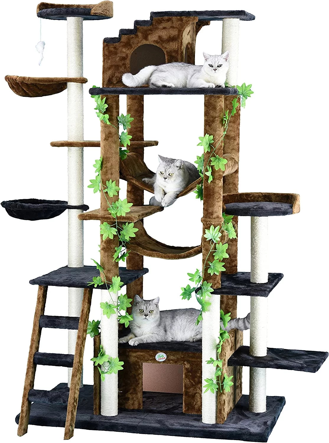 77 in. High Brown/Black Cat Tree Furniture E33829