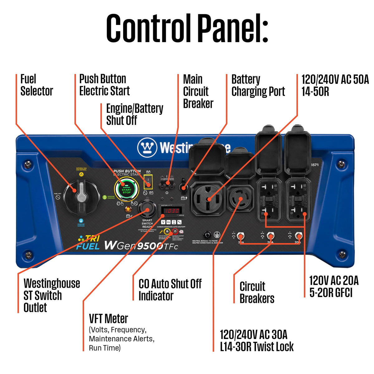 12,500 Peak Watt Dual Fuel Portable Generator P55014