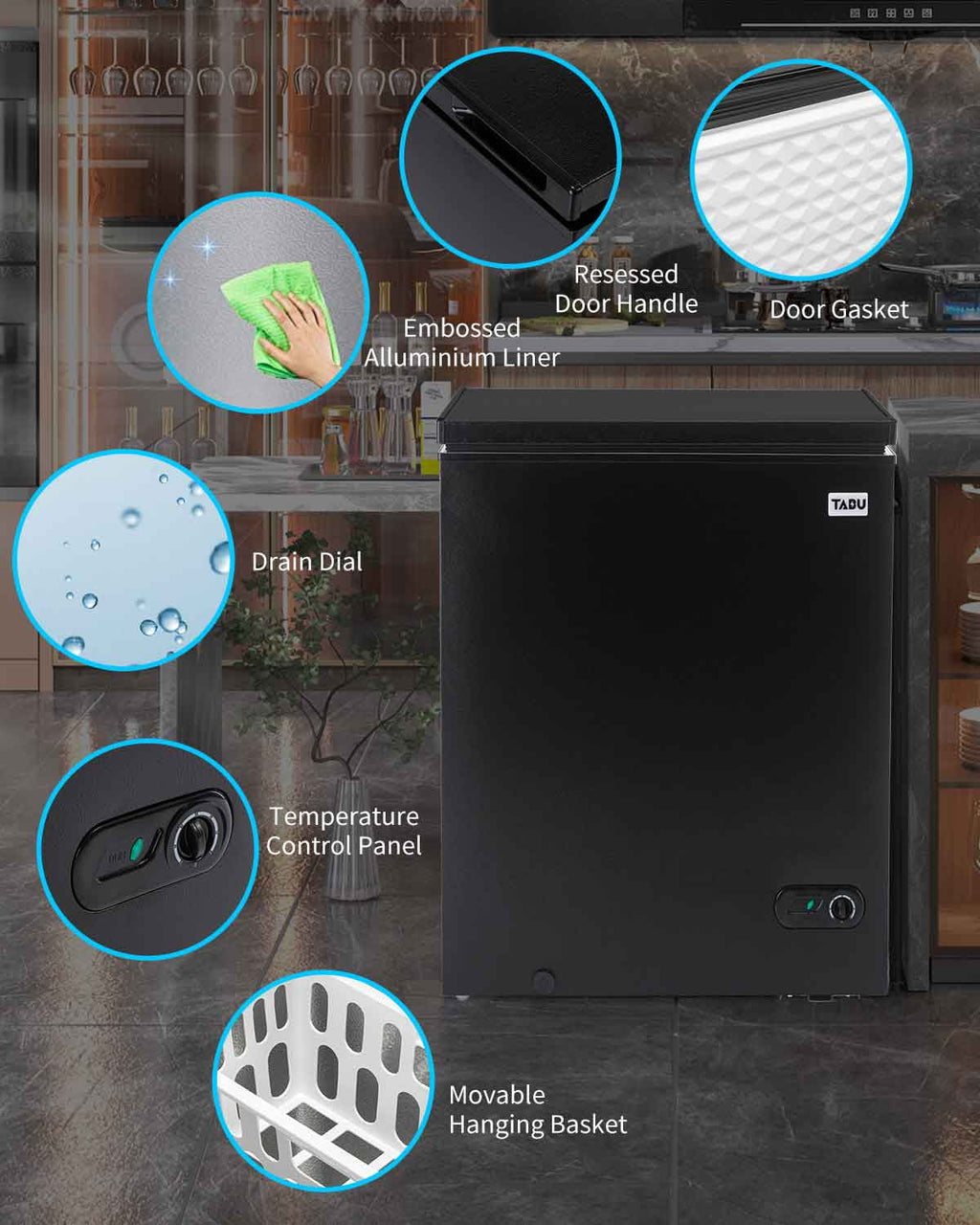 10.0 Cu Ft Black Chest Freezer with Removable Basket Q844