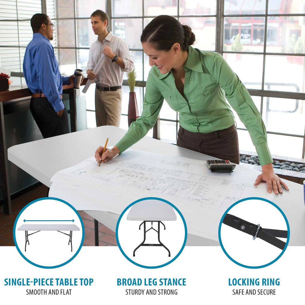 6 Foot Rectangle Folding Table White Granite N394646