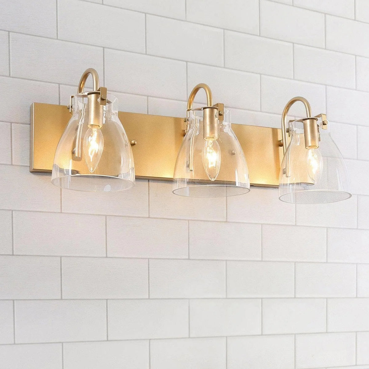 Clear Glass Gold 3-Light Wall Sconce Z555012