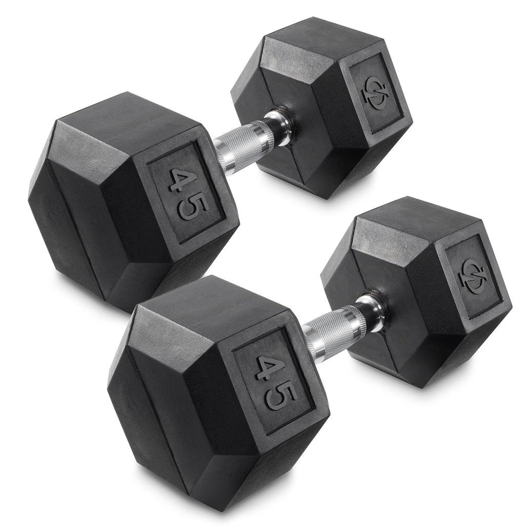 45 lb Pair Rubber Coated Hex Dumbbell X66161