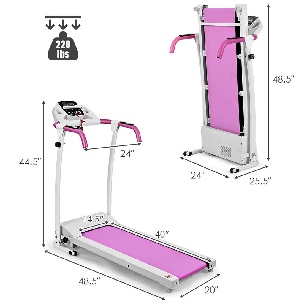 Folding Electric Treadmill 800W Pink W367846