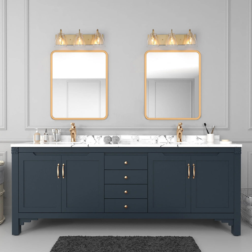 Clear Glass Gold 3-Light Wall Sconce Z555012