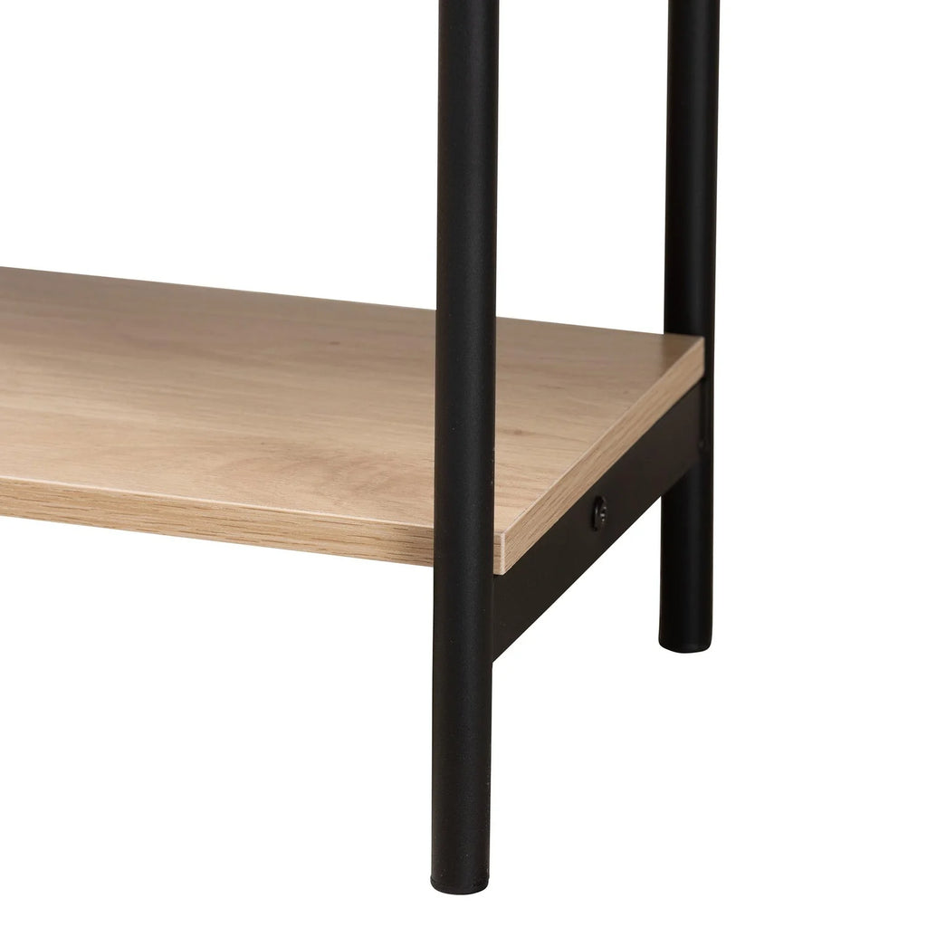 Brown and Black 2-Drawer Console Table with Rattan Accent G7314