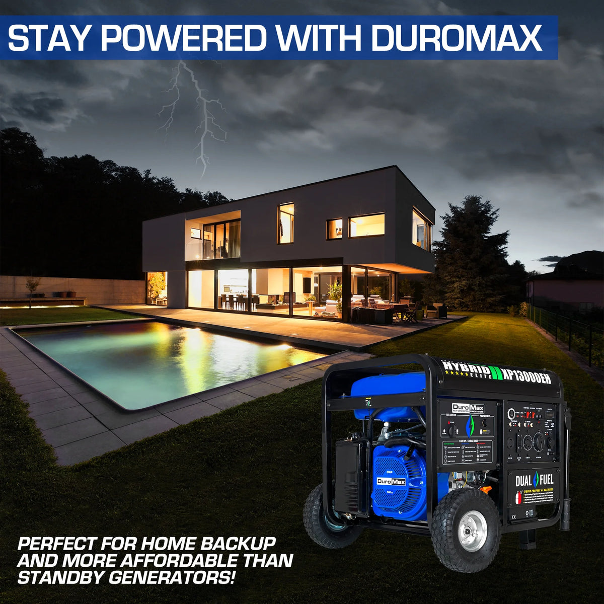 13,000-Watt 500cc Portable Hybrid Gas Propane Generator T82813