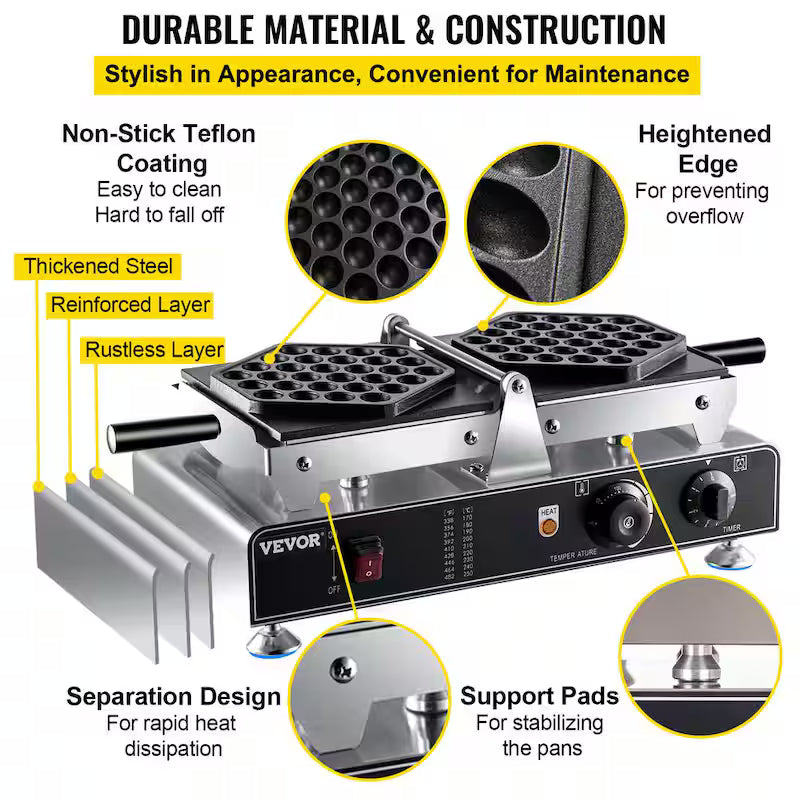Commercial Bubble Waffle Maker Electric 1500W I781562