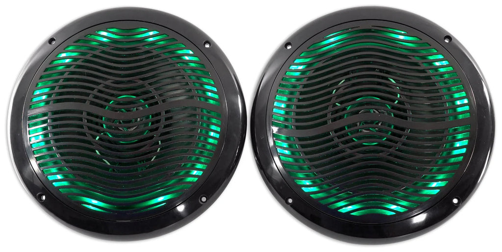 Black 6.5 Marine Speakers with Multi Color LED C4076