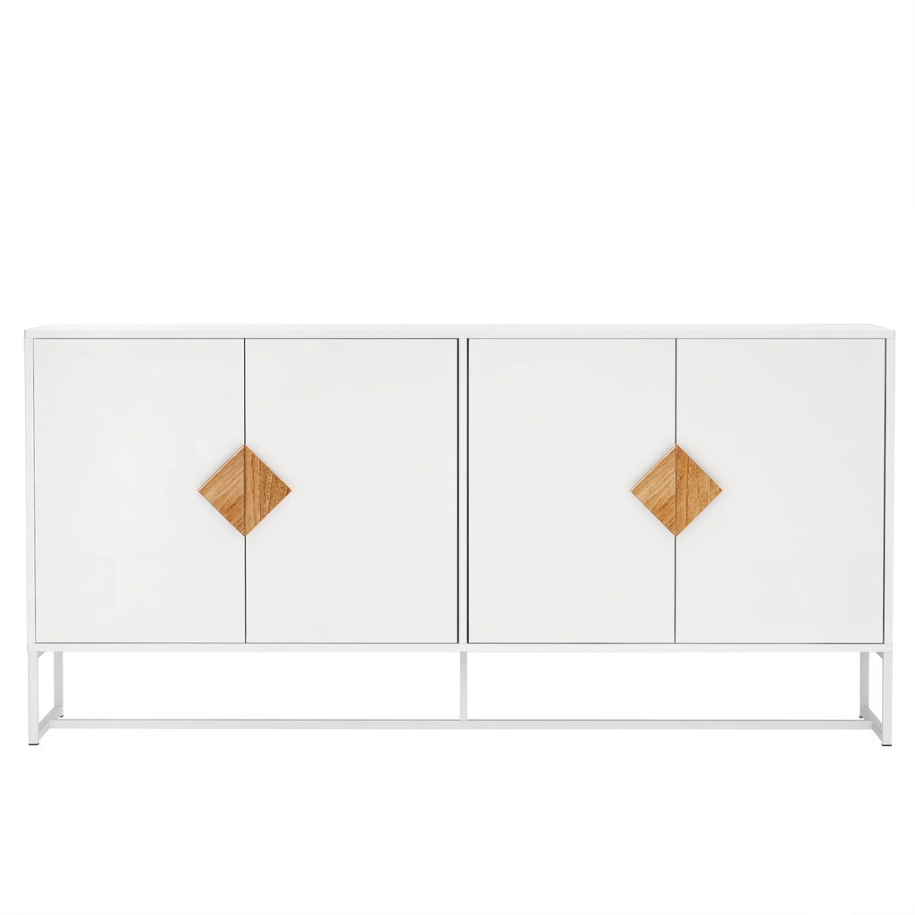 White Wood Sideboard with 4 Doors and 2 Storage M972