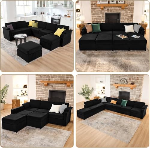 Velvet U Shaped Sectional Sofa 8 Seats G55397