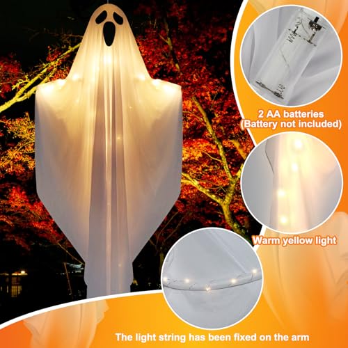 2 Pack 55" Light up Hanging Ghosts Decorations with LED Lights G8630
