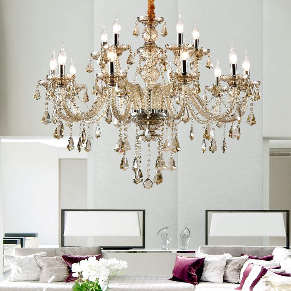 15 Lights Cognac K9 Crystal Chandelier Q979633