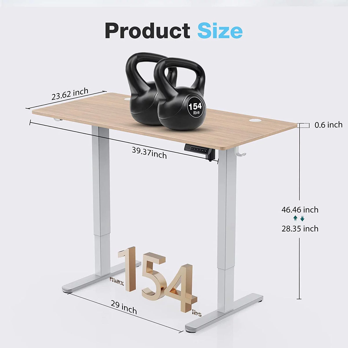 Height Adjustable Electric Standing Desk 40 x 24 Inches H4457