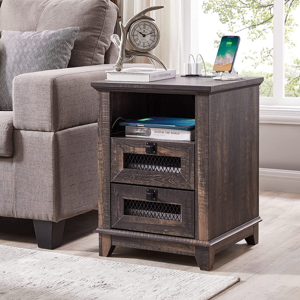 Square Nightstand with Charging Station and 2 Drawers W635121