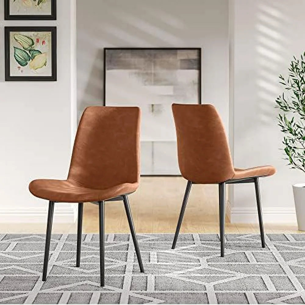Faux Leather Dining Chairs Set of 2 Metal Legs C888613