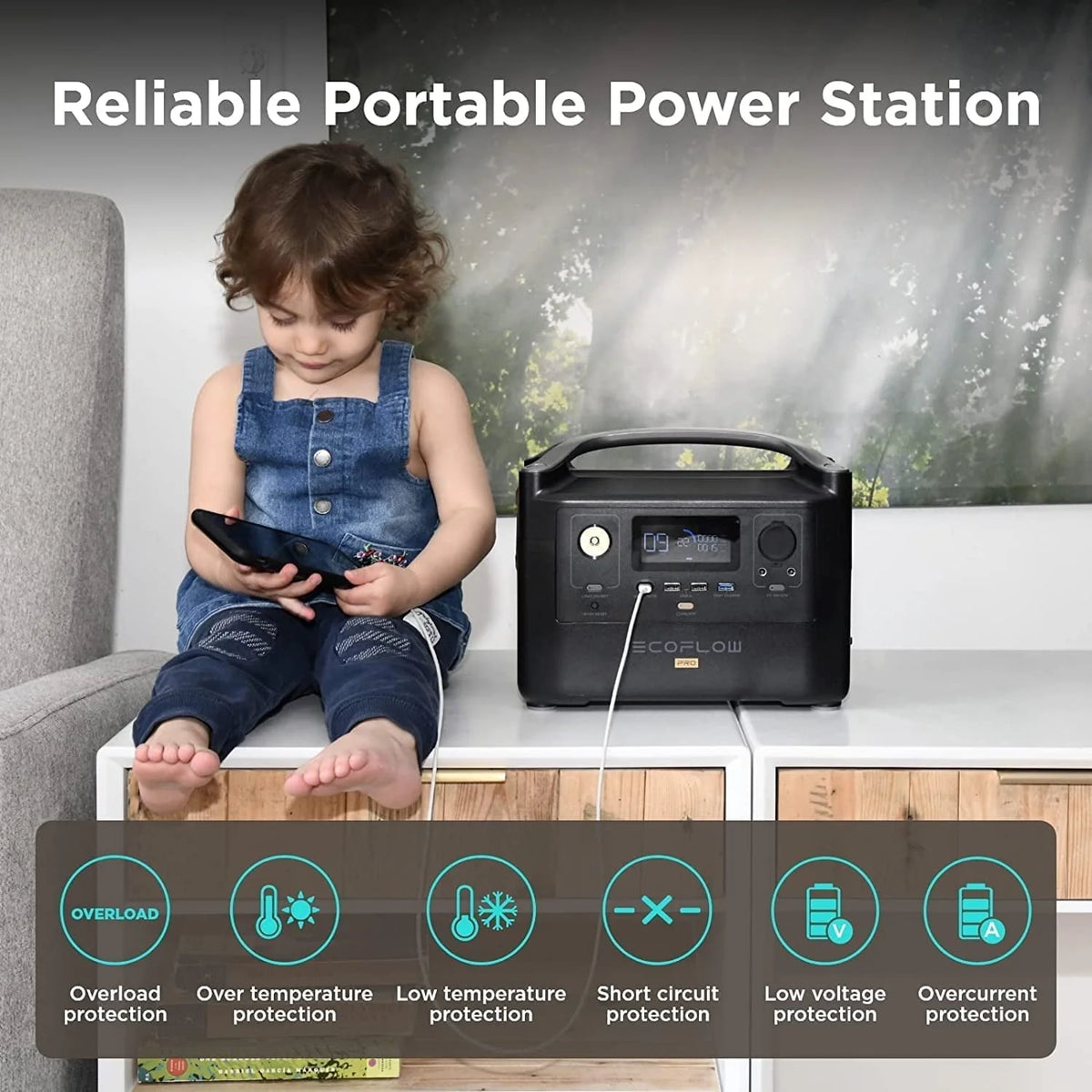 Portable Power Station 720Wh Solar Generator 600W Y82035