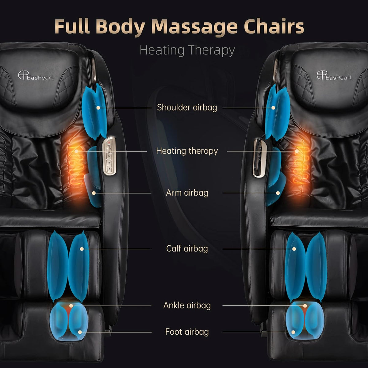 Black Full Body Zero Gravity Heated Shiatsu Massage Chair U958