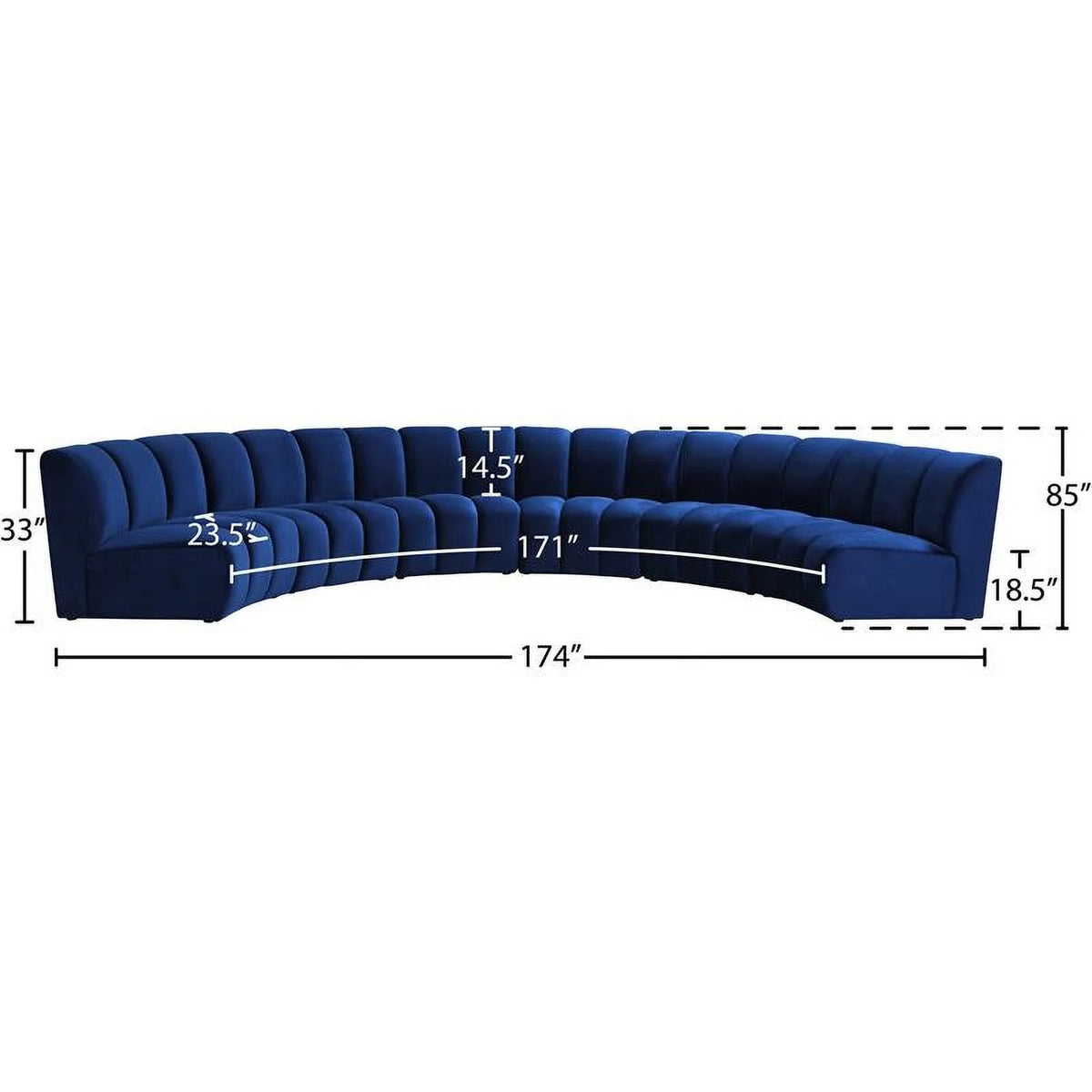 Navy Velvet 6-Piece Modular Sectional Sofa H731