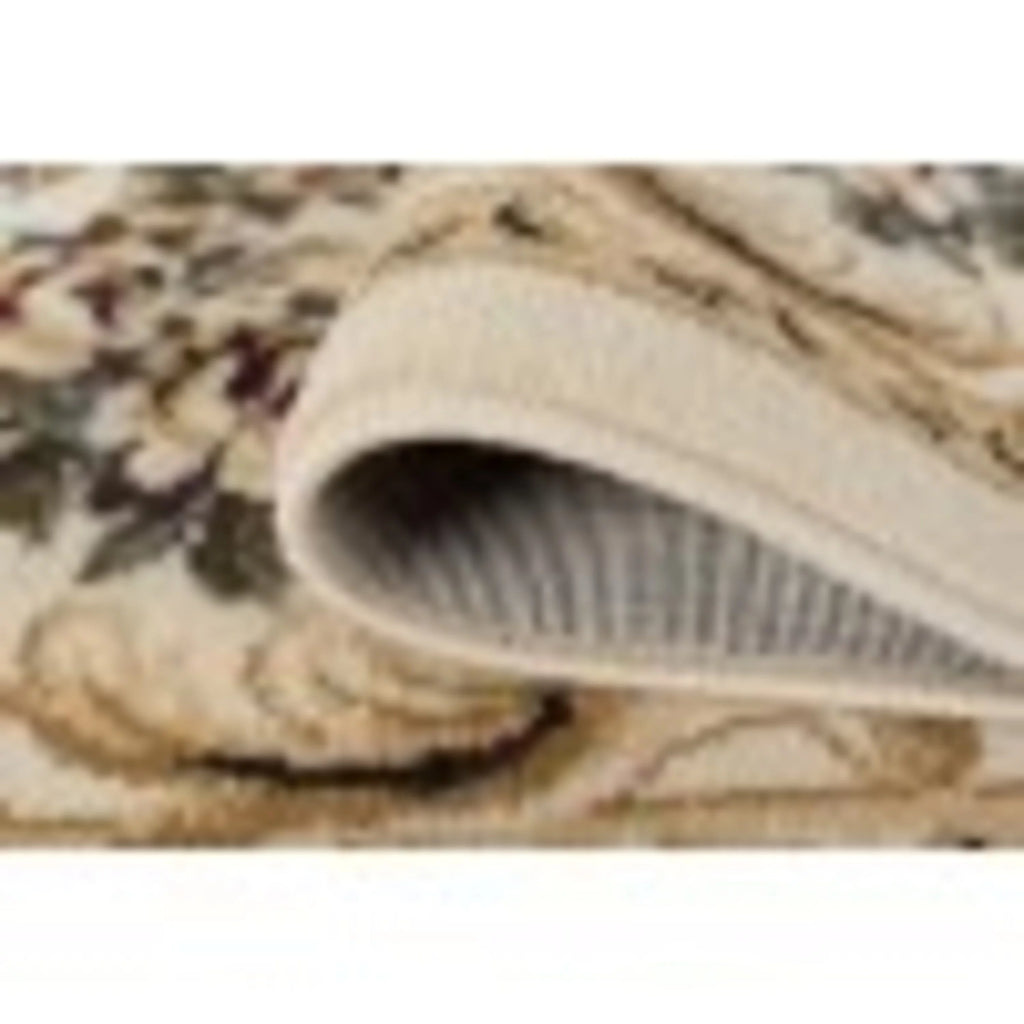 Traditional Floral Area Rug 5'3'' x 7'3'' Oval Beige Red V665386