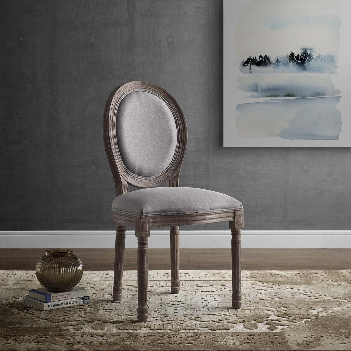 Light Grey Fabric Wood Side Chair C26873