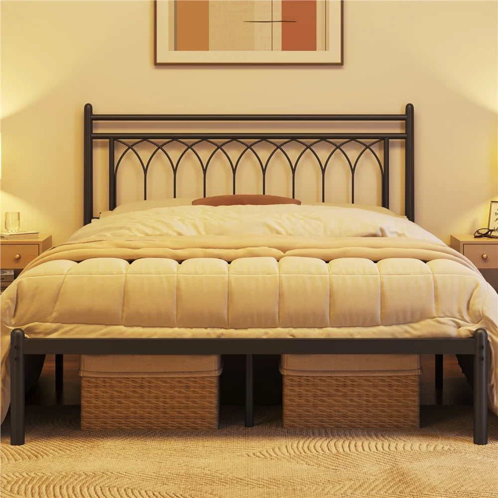 Queen Size Black Metal Platform Bed V717