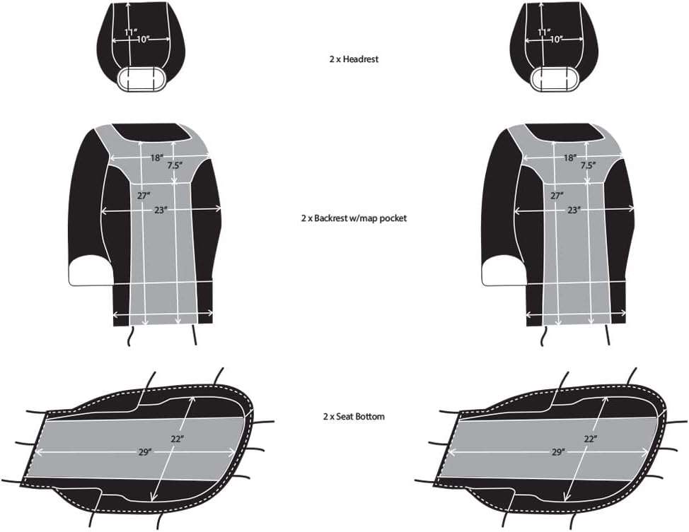 Neoprene Car Front Seat Covers Gray & Black O34160