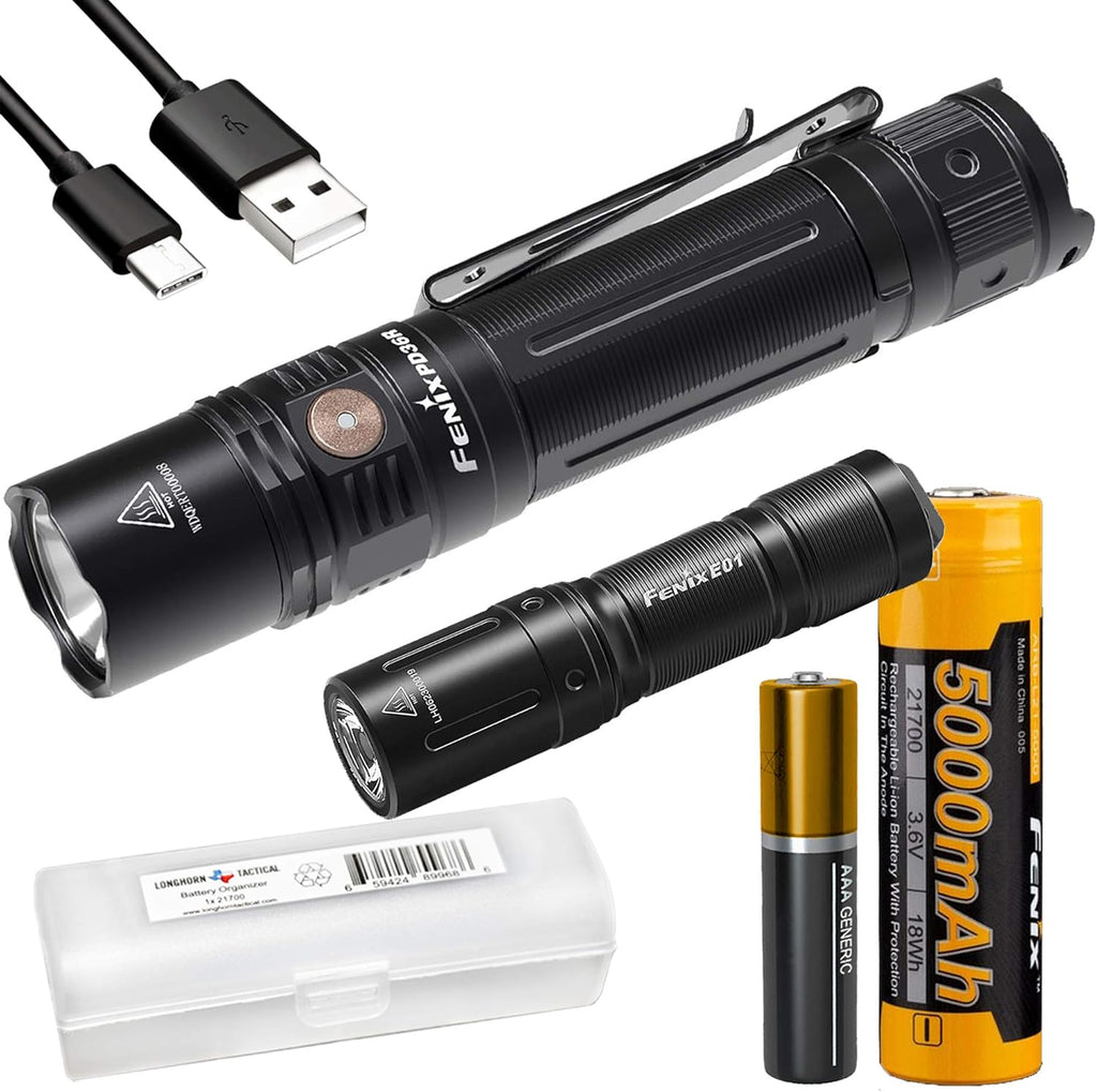1600 Lumen Rechargeable Flashlight with Pocket Flashlight and Battery Case A365