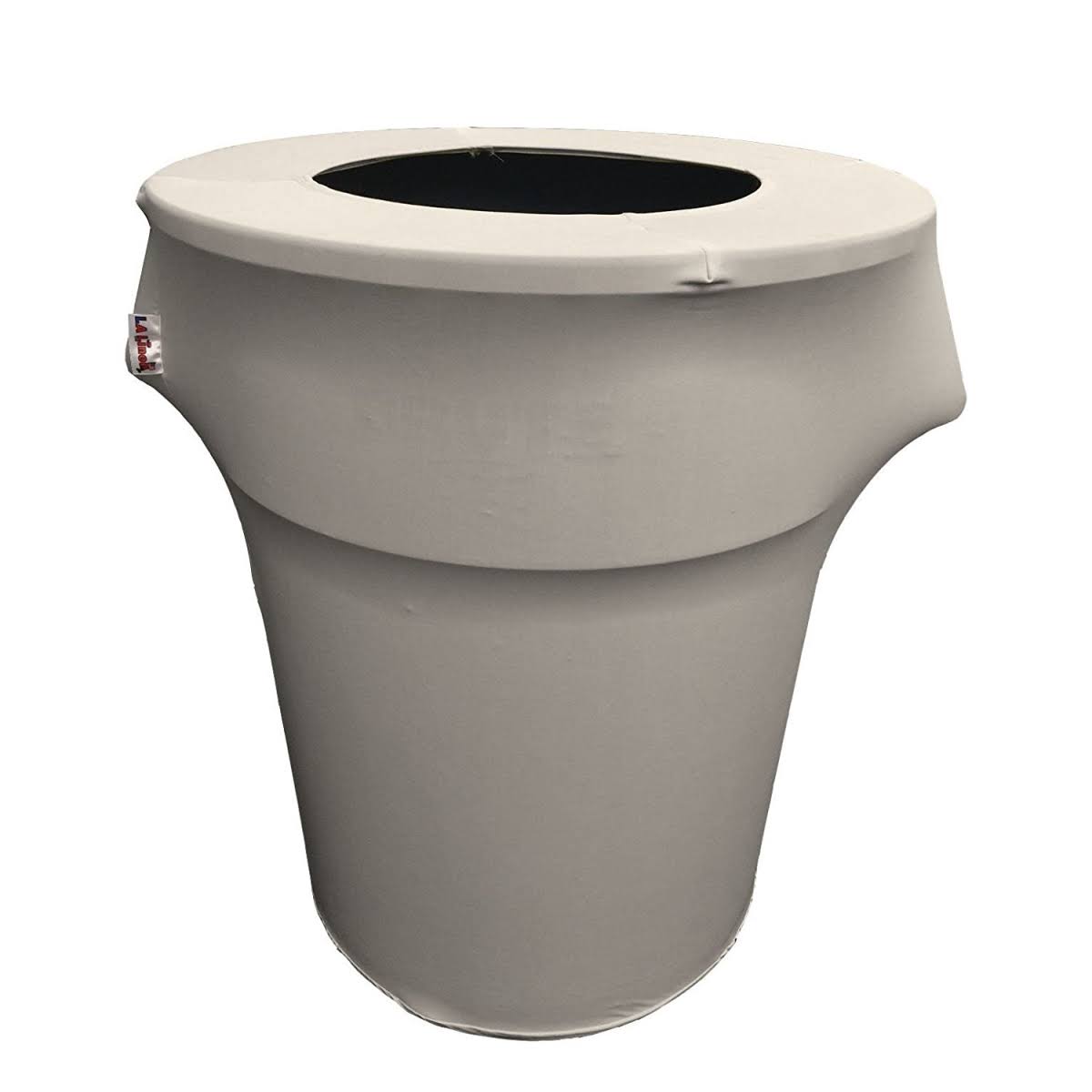 Stretch Spandex Trash Can Cover 55 Gal Round Light Gray B90250