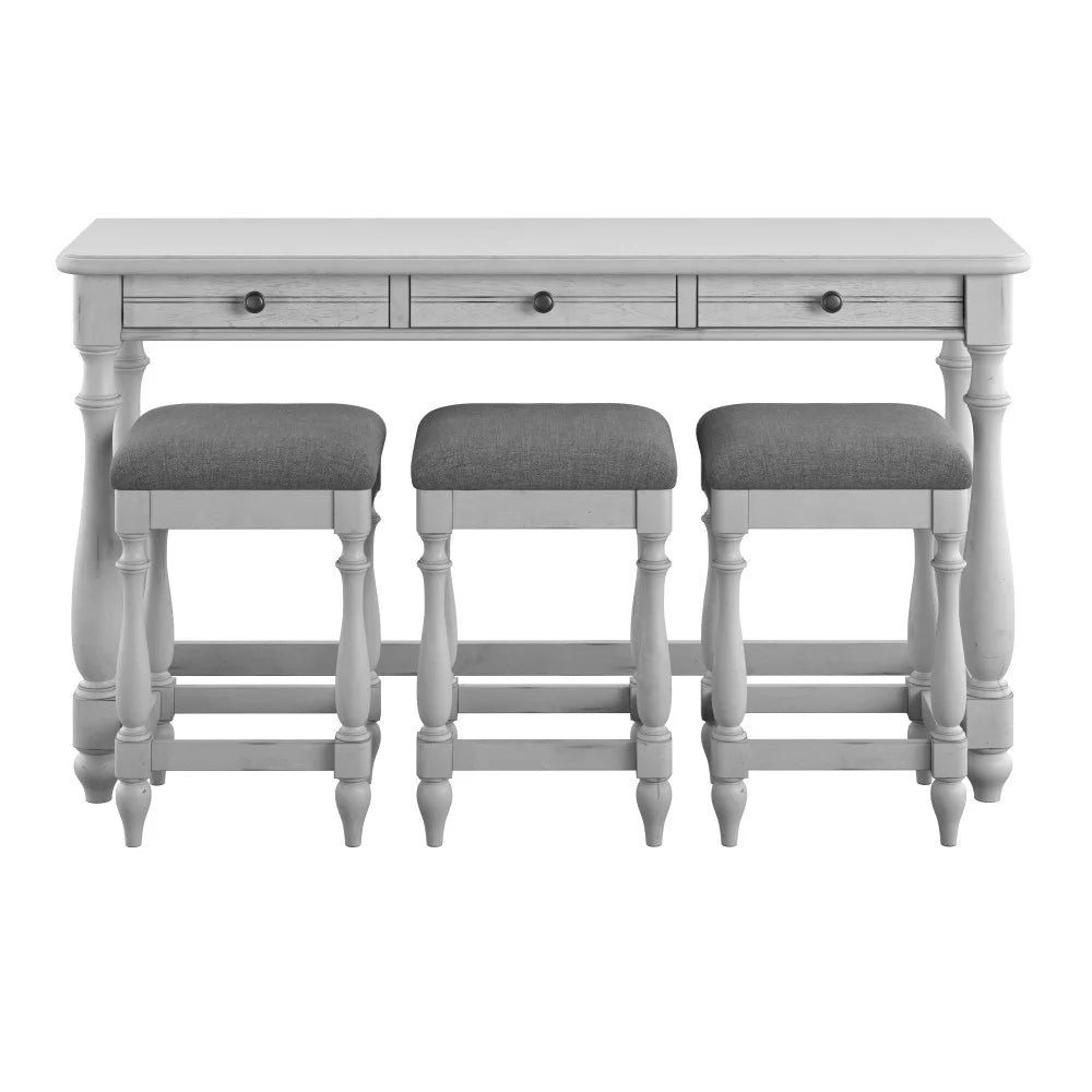 Gray Wood Sofa Table with Three Nestable Stools X227