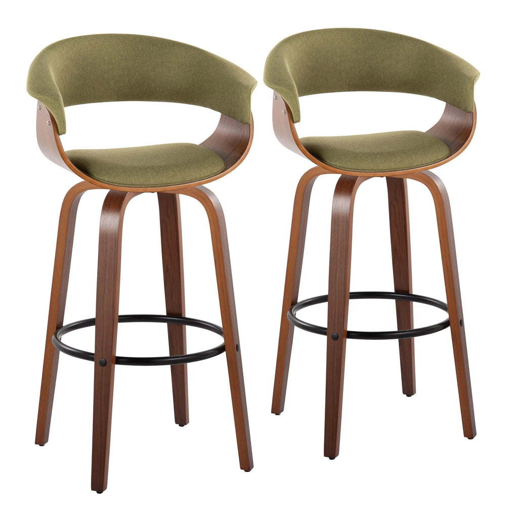 Green Fabric Barstool Set of 2 X228050