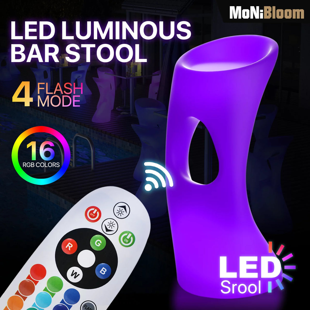 32-inch RGB LED Bar Stool with Remote U382