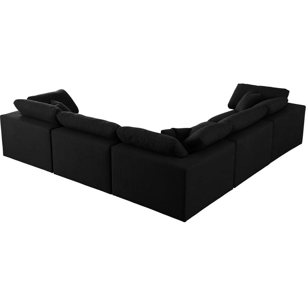 Black Linen Fabric Modular Sectional H819