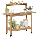 Outdoor Potting Bench with Sliding Tabletop, 4 Wheels, Removable Sink Q3013