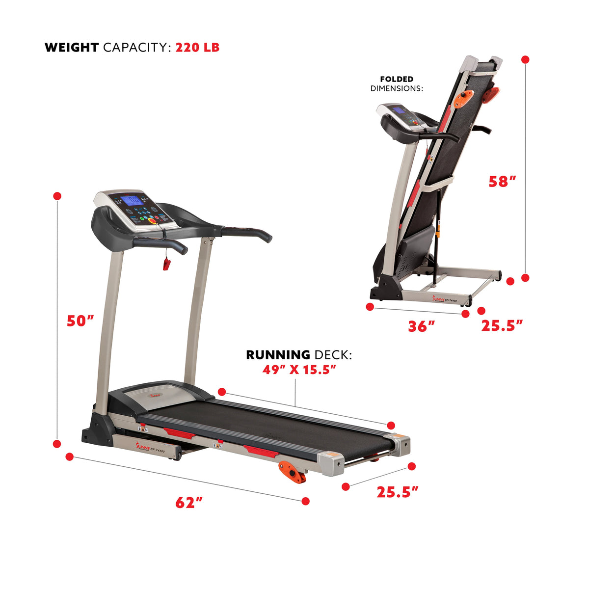 Folding Treadmill with Manual Incline and Pulse Sensors N624286