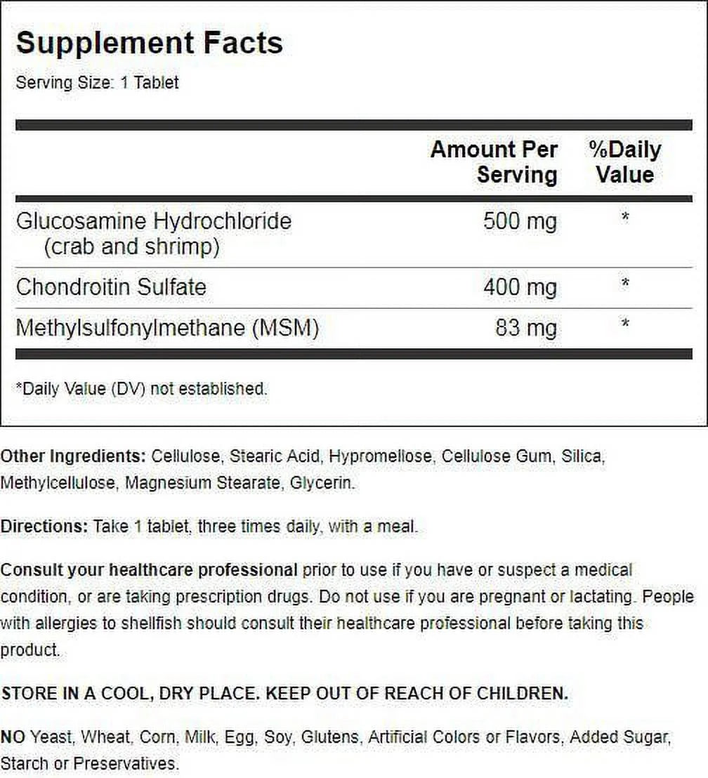 Glucosamine Chondroitin & MSM Tablets, 90 Ct E9583