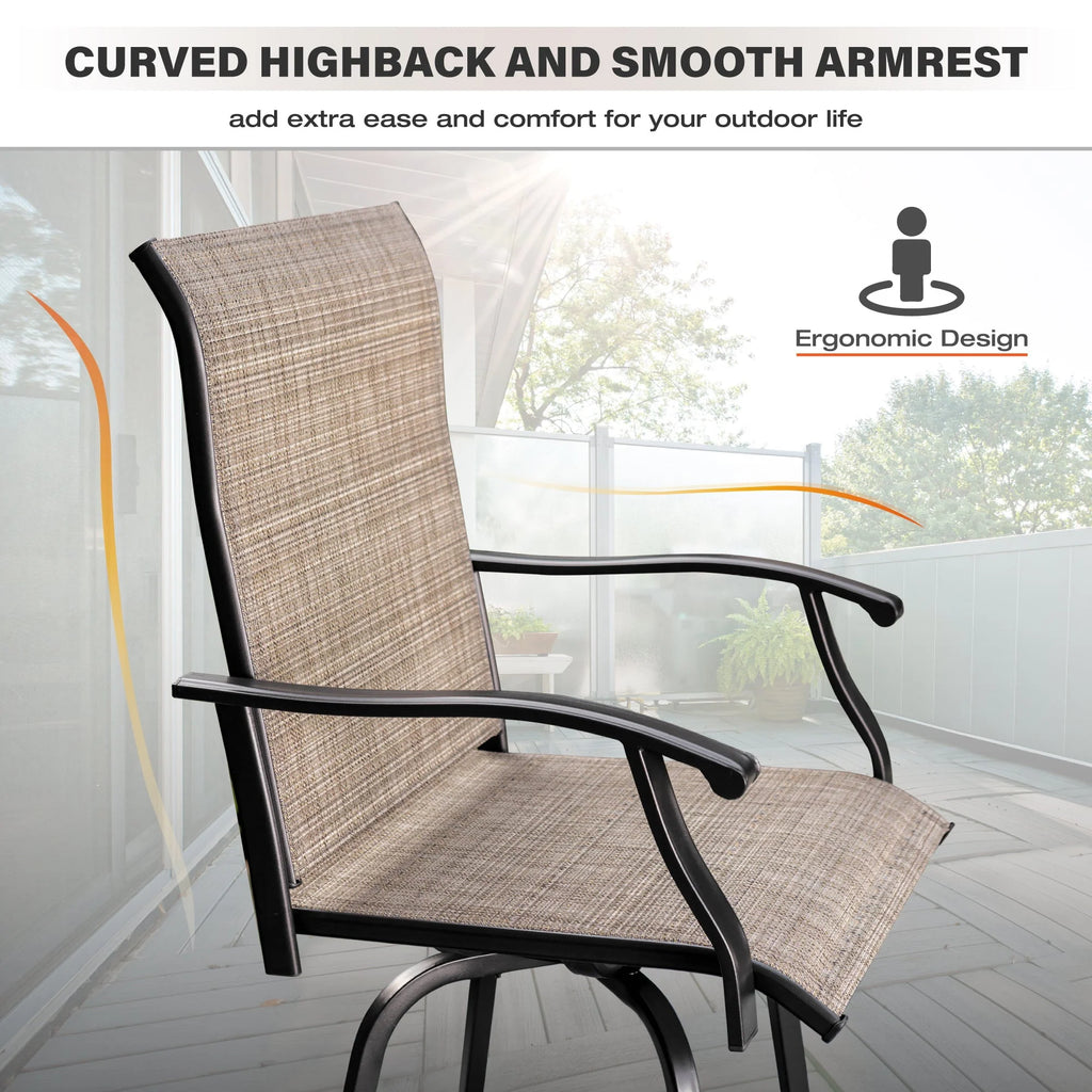 2 Pcs Outdoor Swivel Metal Bar Stools C58867