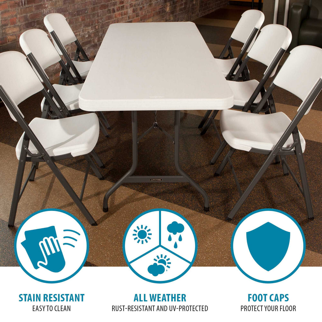 6 Foot Rectangle Folding Table White Granite N394646
