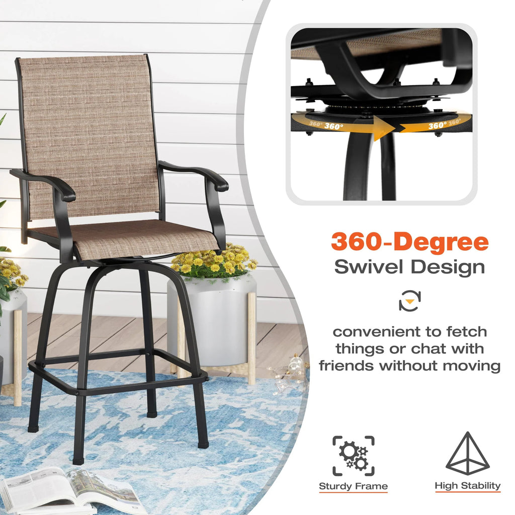 2 Pcs Outdoor Swivel Metal Bar Stools C58867