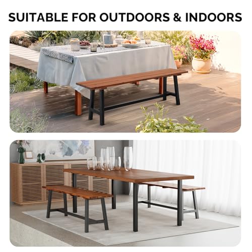 63" Weatherproof Wood Bench with Metal Legs C947017
