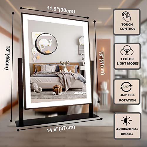White Vanity Mirror with Lights, 9 Dimmable LED Bulbs, 10X Magnification Z7816